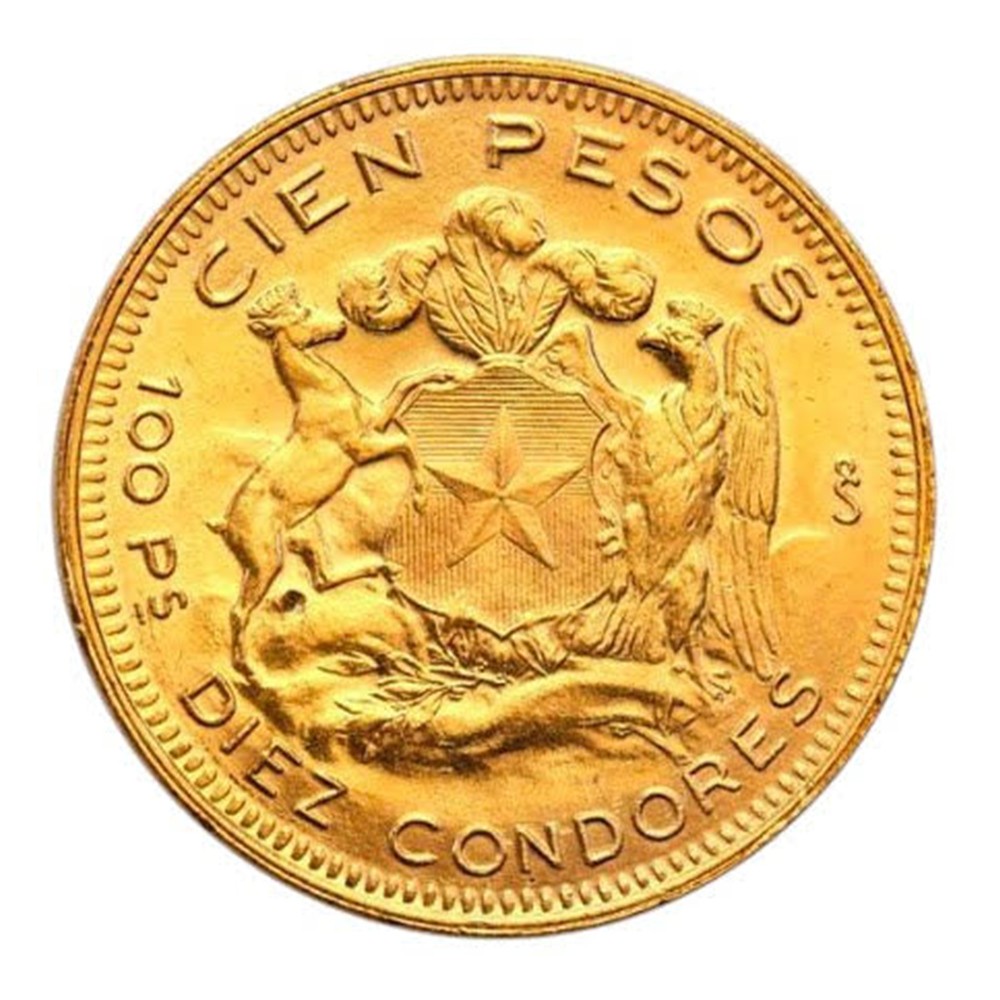 Moneda 100 Pesos Chile Diez Condores oro
